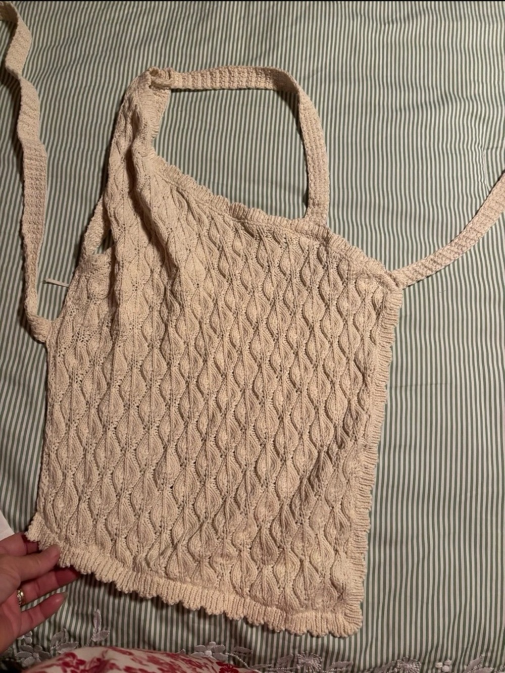 Zara Cream Cable Knit Halter Top